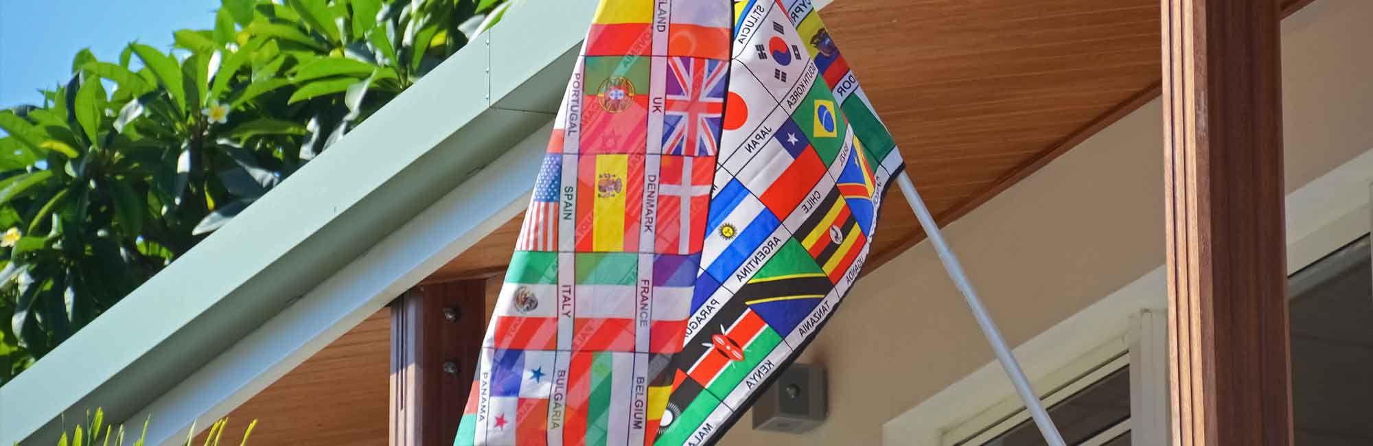  flag with flags from all over the world